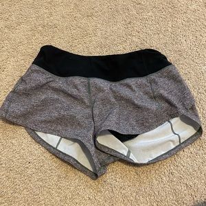 Grey lululemon speed up shorts sz 2